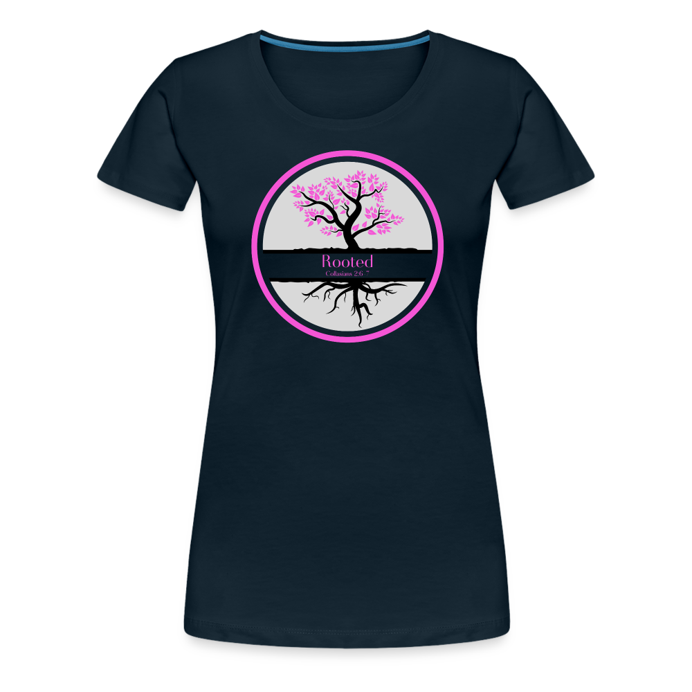 Pink Rooted - Women’s Premium T-Shirt - deep navy